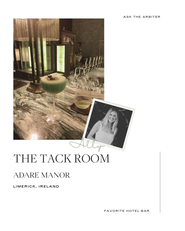 Ally Pollema's favorite hotel bar: The Tack Room at Adare Manor, Ireland