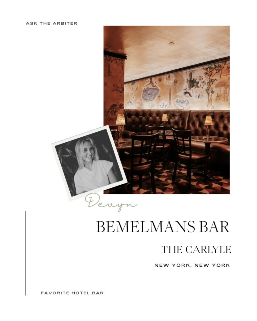 Devyn Whitehead's favorite hotel bar: Bemelman's Bar at The Carlyle, NYC