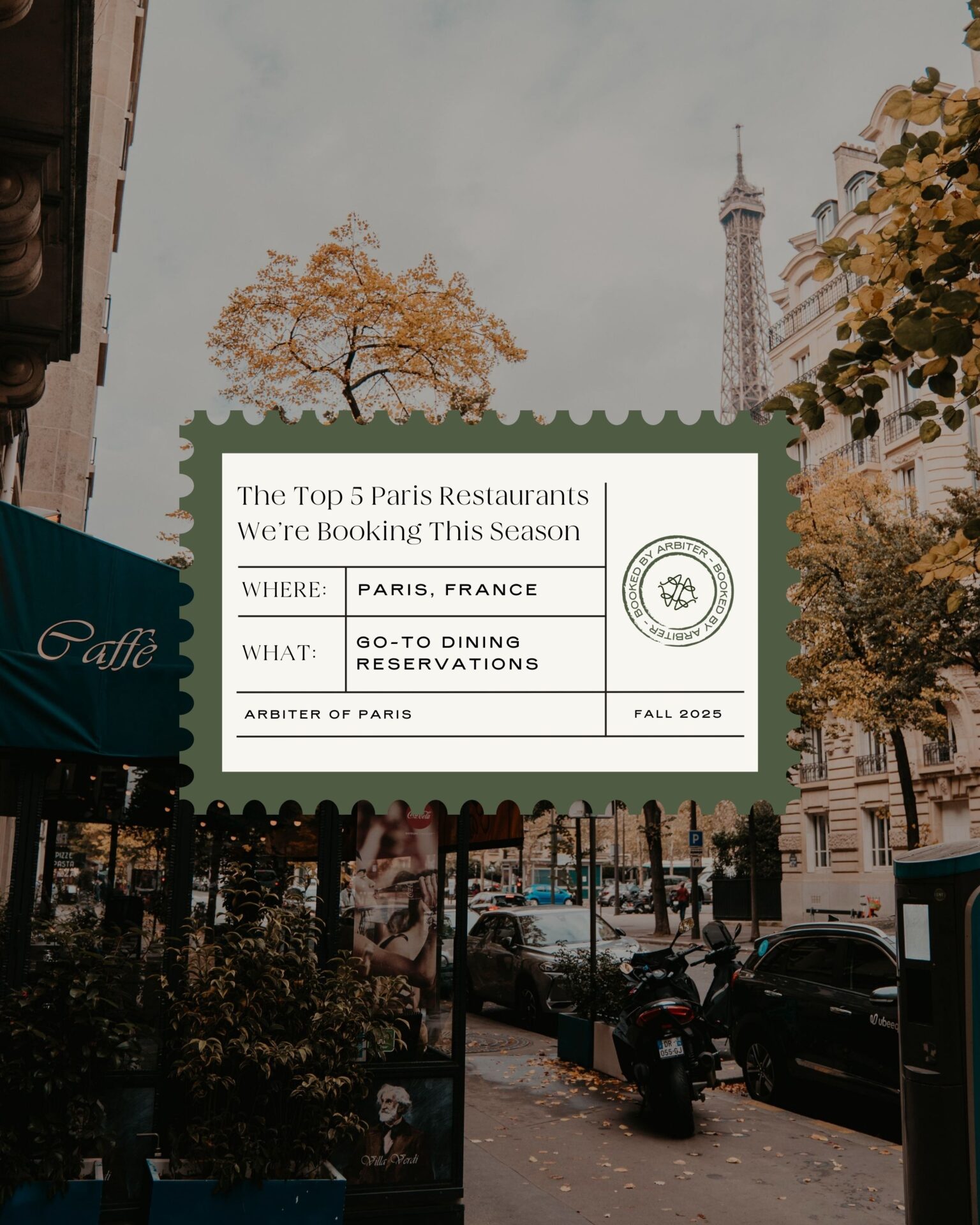 Arbiter It-List: The Top 5 Paris Restaurants We're Booking This Fall